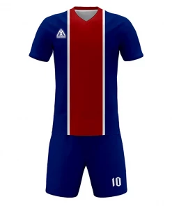 Summa Drive Men's Sublimation Football Jersey Set Blue With White And Red