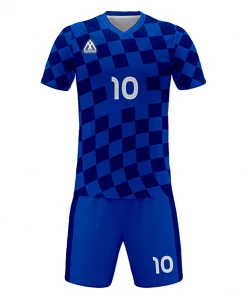 Summa Drive Men's Sublimation Football Jersey Set Checkered Blue