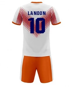 Summa Drive Men's Sublimation Football Jersey Set White With Red And Orange