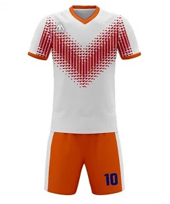 Summa Drive Men's Sublimation Football Jersey Set White With Red And Orange