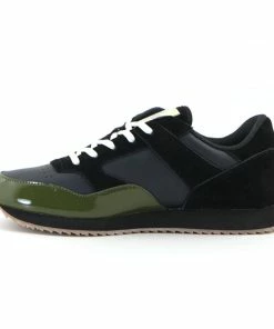 Summa Run Patent Leather Nylon Men Running Sneakers Shoes